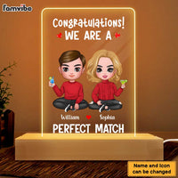 Personalized Congratulations You're a Perfect Match Funny Valentines Wedding Couples Plaque LED Lamp Night Light 22961 thumb 1
