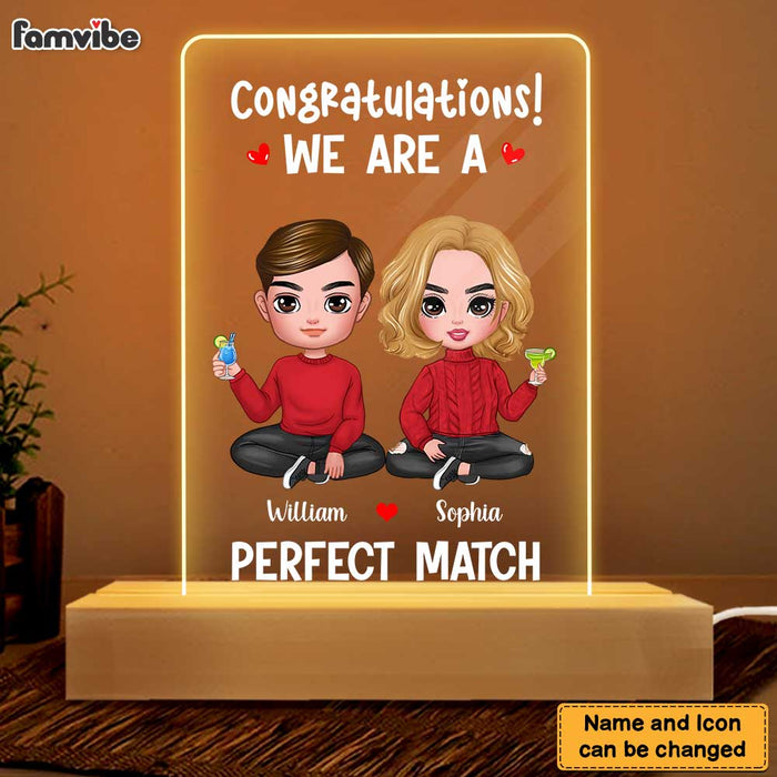 Personalized Congratulations You're a Perfect Match Funny Valentines Wedding Couples Plaque LED Lamp Night Light 22961 1