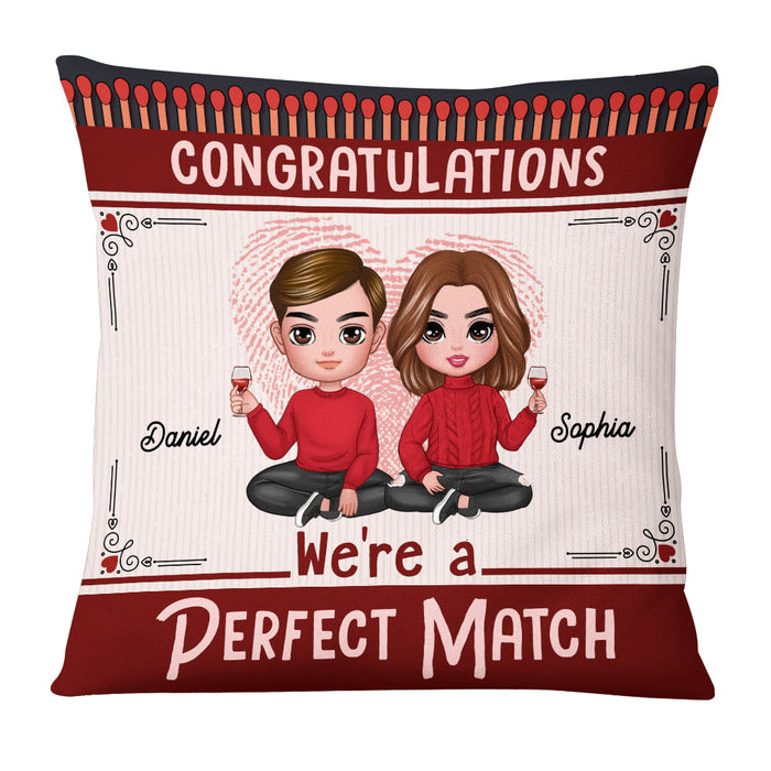 Personalized Congratulations You're a Perfect Match Funny Valentines Wedding Couples Pillow 22963 1