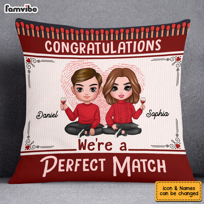 Personalized Congratulations You're a Perfect Match Funny Valentines Wedding Couples Pillow 22963 1