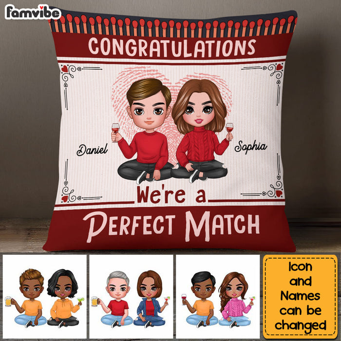 Personalized Congratulations You're a Perfect Match Funny Valentines Wedding Couples Pillow 22963 1