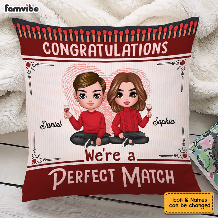 Personalized Congratulations You're a Perfect Match Funny Valentines Wedding Couples Pillow 22963 1