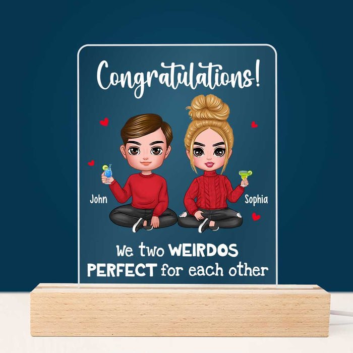 Personalized Congratulations You Two Weirdos Are Perfect For Each Other Funny Valentines Wedding Couples Plaque LED Lamp Night Light 22964 1