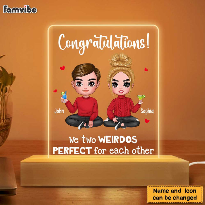 Personalized Congratulations You Two Weirdos Are Perfect For Each Other Funny Valentines Wedding Couples Plaque LED Lamp Night Light 22964 1
