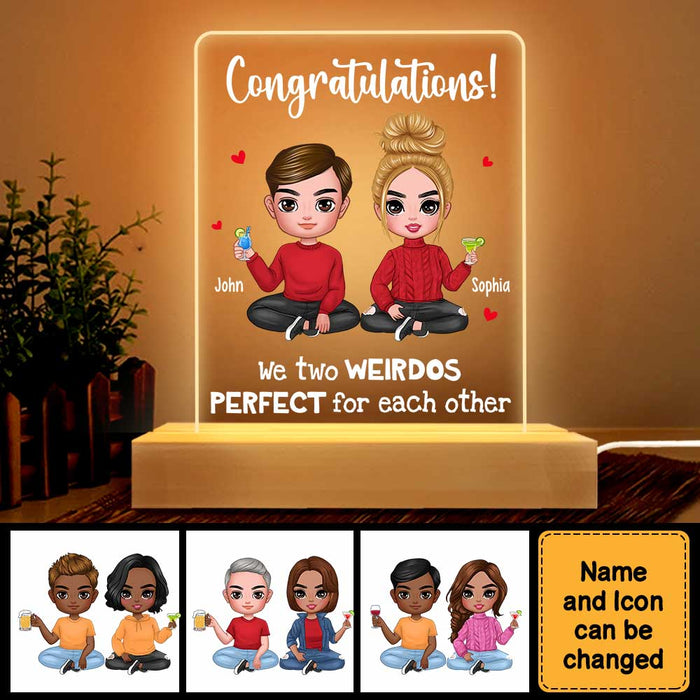 Personalized Congratulations You Two Weirdos Are Perfect For Each Other Funny Valentines Wedding Couples Plaque LED Lamp Night Light 22964 1
