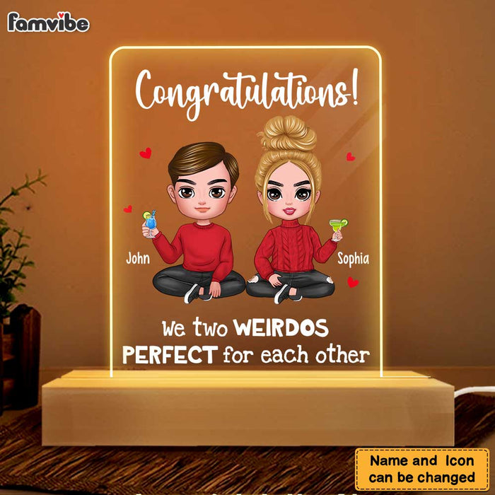 Personalized Congratulations You Two Weirdos Are Perfect For Each Other Funny Valentines Wedding Couples Plaque LED Lamp Night Light 22964 1