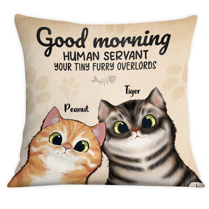Personalized Good Morning Cat Human Servant Pillow 22973 1