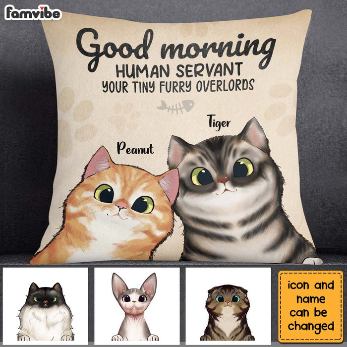 Personalized Good Morning Cat Human Servant Pillow 22973 1