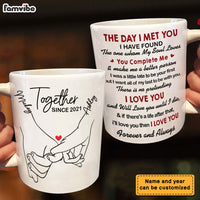 Personalized Couple Pinky Promise Holding Hands The Day I Met You Mug 22976 thumb 1