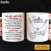 Personalized Couple Pinky Promise Holding Hands The Day I Met You Mug 22976 thumb 1