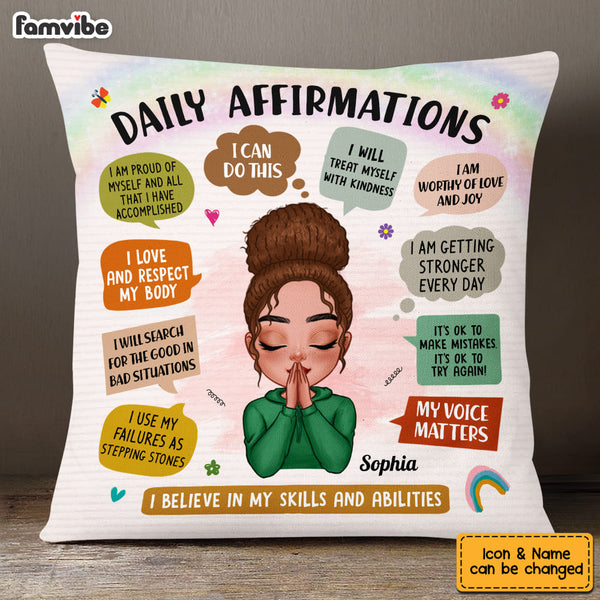 Personalized Gift for Daughter Daily Affirmations Pillow 23645