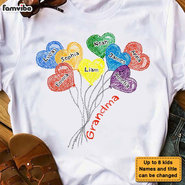 Personalized Heart Shaped Hand Drawn Balloons Grandma Nana Mimi Abuela Shirt - Hoodie - Sweatshirt 22980 1