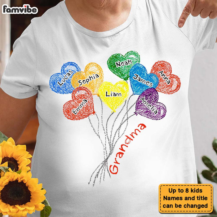 Personalized Heart Shaped Hand Drawn Balloons Grandma Nana Mimi Abuela Shirt - Hoodie - Sweatshirt 22980 1