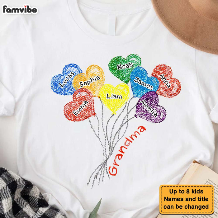 Personalized Heart Shaped Hand Drawn Balloons Grandma Nana Mimi Abuela Shirt - Hoodie - Sweatshirt 22980 1