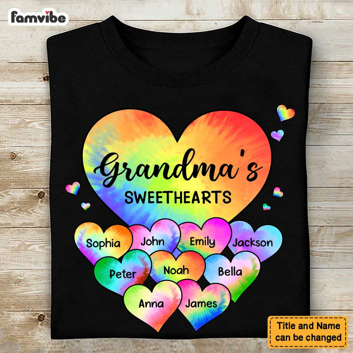 Personalized Grandma's Sweet Hearts Grandkids Tie Dye Shirt - Hoodie - Sweatshirt 22981 1