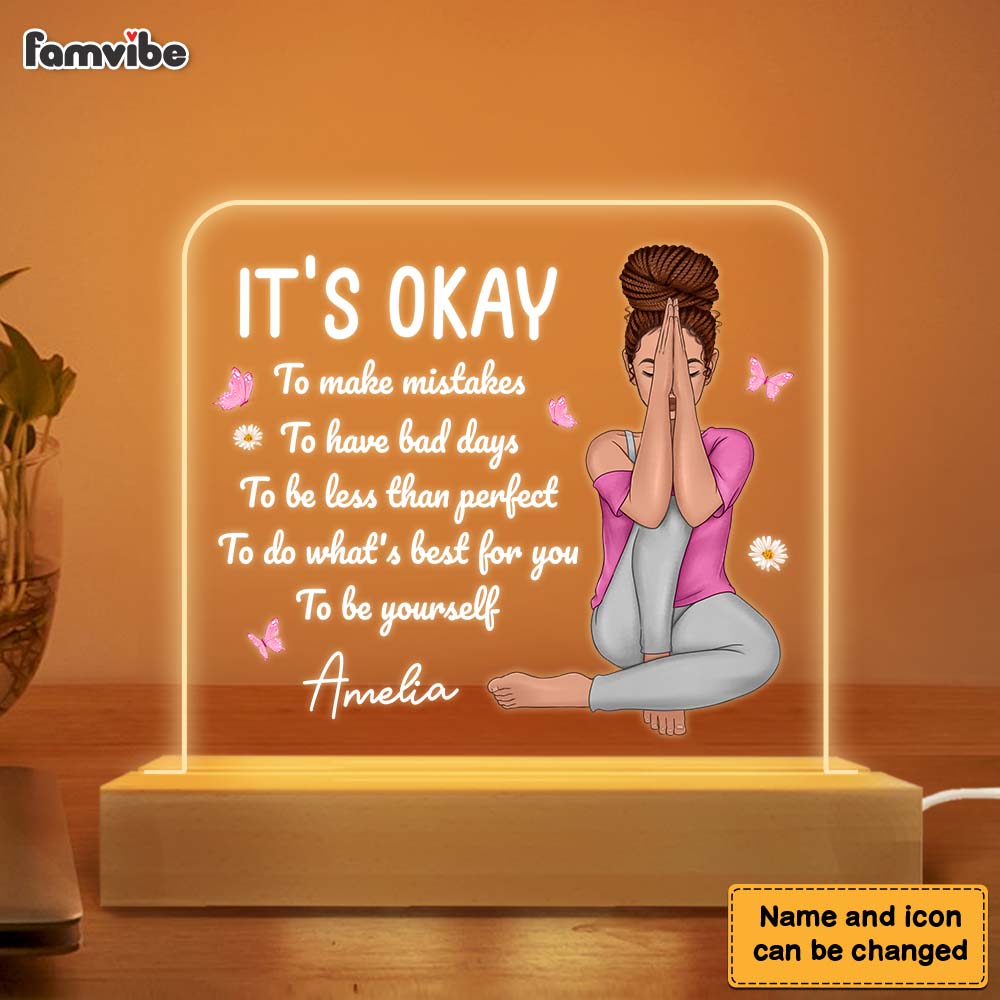Personalized Gift For Daughter It's Okay To Be Plaque LED Lamp Night Light 22983 Primary Mockup