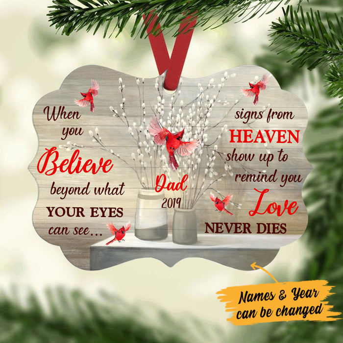 Personalized Love Never Dies Cardinal Memorial Mom Dad Benelux Ornament NB162 67O36 1