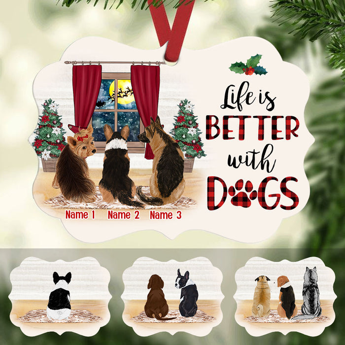 Personalized Life Is Better With Dog Christmas MDF Benelux Ornament NB91 30O53 1