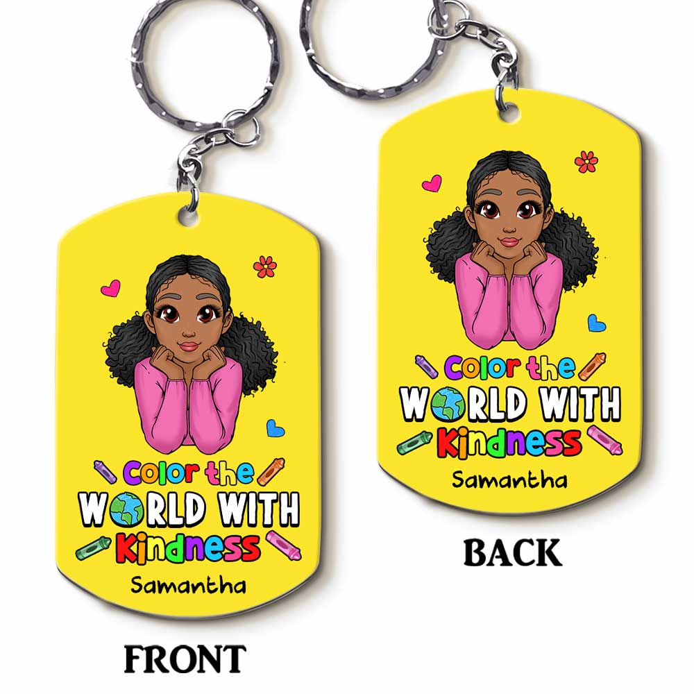 Personalized Color Your World With Kindness Aluminum Keychain 23017 Primary Mockup