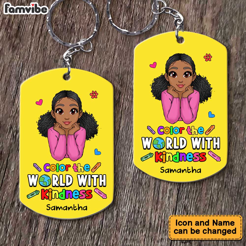 Personalized Color Your World With Kindness Aluminum Keychain 23017 Primary Mockup