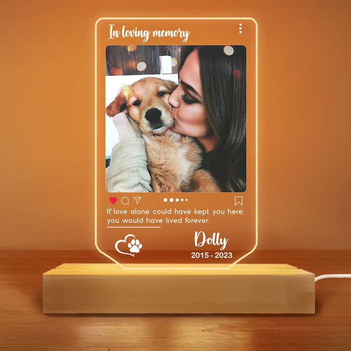 Personalized Pet Memorial Photo Post Plaque LED Lamp Night Light 23066 1