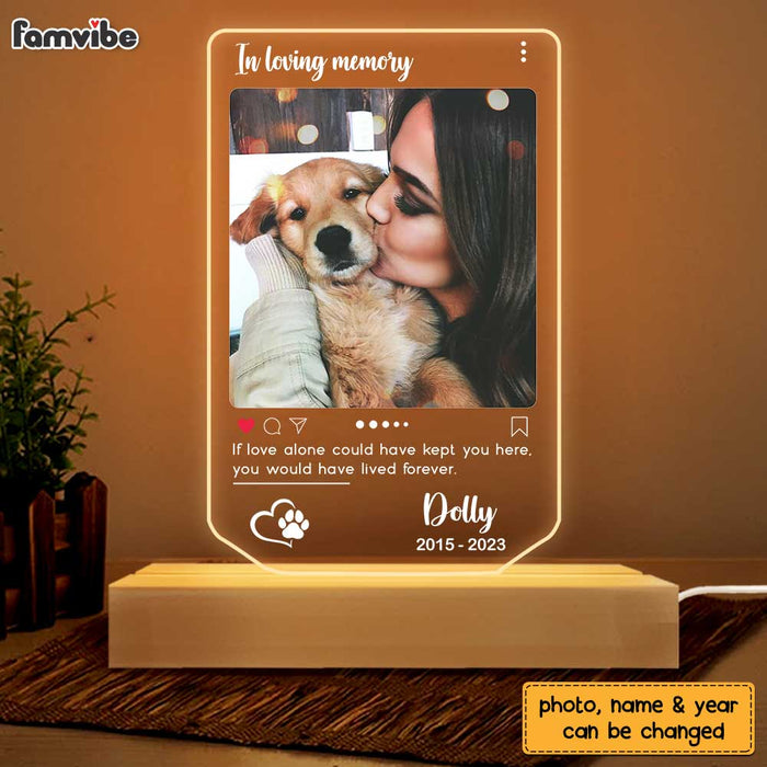 Personalized Pet Memorial Photo Post Plaque LED Lamp Night Light 23066 1