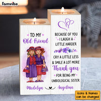 Personalized Old Friend Smile A Lot More Wood Candle Holder 23071 thumb 1