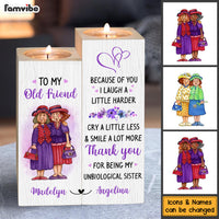 Personalized Old Friend Smile A Lot More Wood Candle Holder 23071 thumb 1