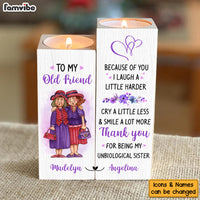 Personalized Old Friend Smile A Lot More Wood Candle Holder 23071 thumb 1