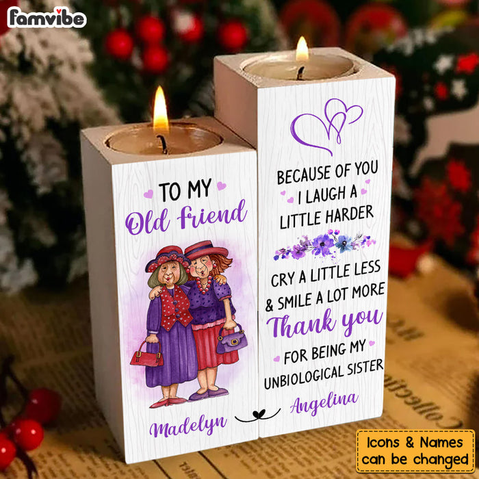 Personalized Old Friend Smile A Lot More Wood Candle Holder 23071 1