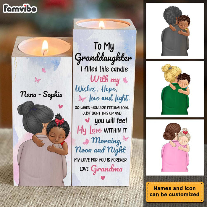 Personalized Granddaughter From Grandma Light This Up When You Are Low Wood Candle Holder 23073 1