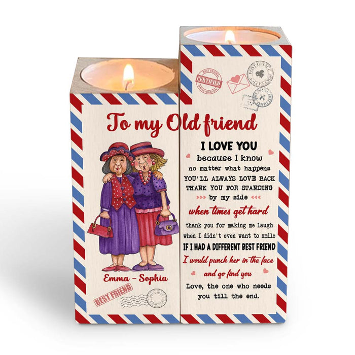 Personalized To my Old Friend Wood Candle Holder 23090 1
