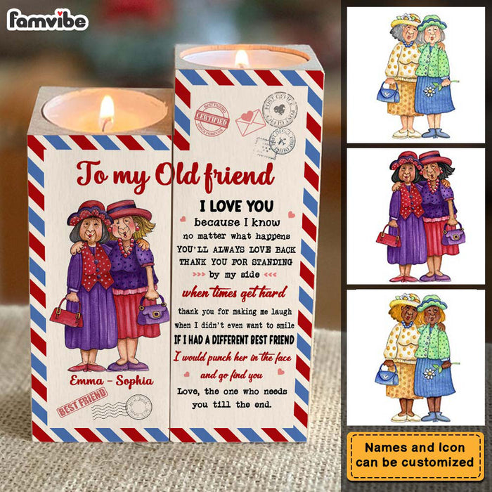 Personalized To my Old Friend Wood Candle Holder 23090 1