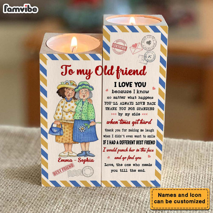 Personalized To my Old Friend Wood Candle Holder 23090 1