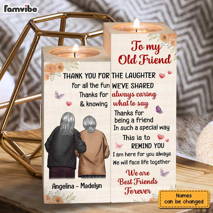 Personalized Old Friend Wood Candle Holder 23094 1
