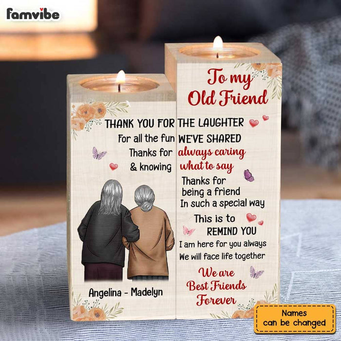 Personalized Old Friend Wood Candle Holder 23094 1