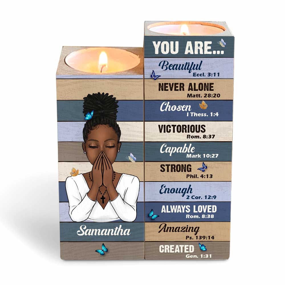 Personalized Gift For Daughter You Are Bible Verses Wood Candle Holder 23095 Primary Mockup