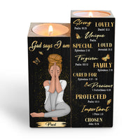 Personalized Gift For Daughter God Says I Am Wood Candle Holder 23096 thumb 1