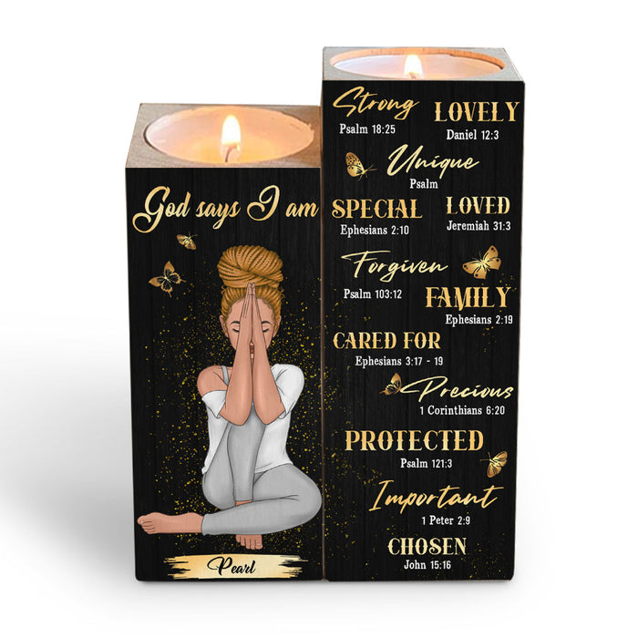 Personalized Gift For Daughter God Says I Am Wood Candle Holder 23096 1
