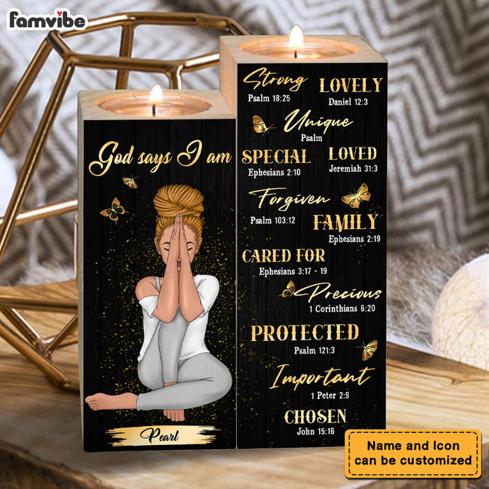 Personalized Gift For Daughter God Says I Am Wood Candle Holder 23096 1