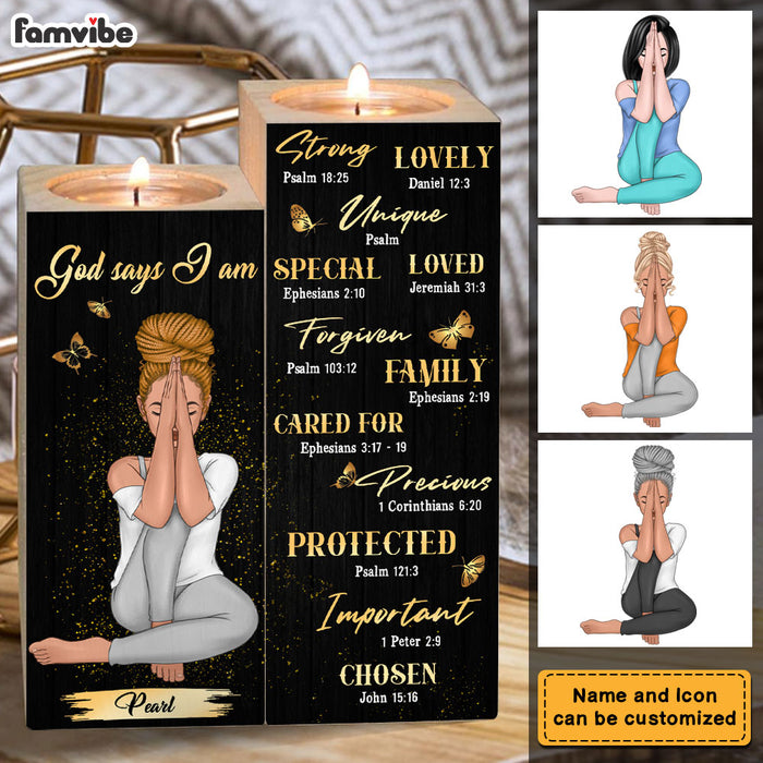 Personalized Gift For Daughter God Says I Am Wood Candle Holder 23096 1