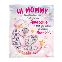 Personalized Baby's First Mother's Day Elephant Mommy You Are Awesome Blanket 23103 thumb 1