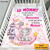 Personalized Baby's First Mother's Day Elephant Mommy You Are Awesome Blanket 23103 thumb 1