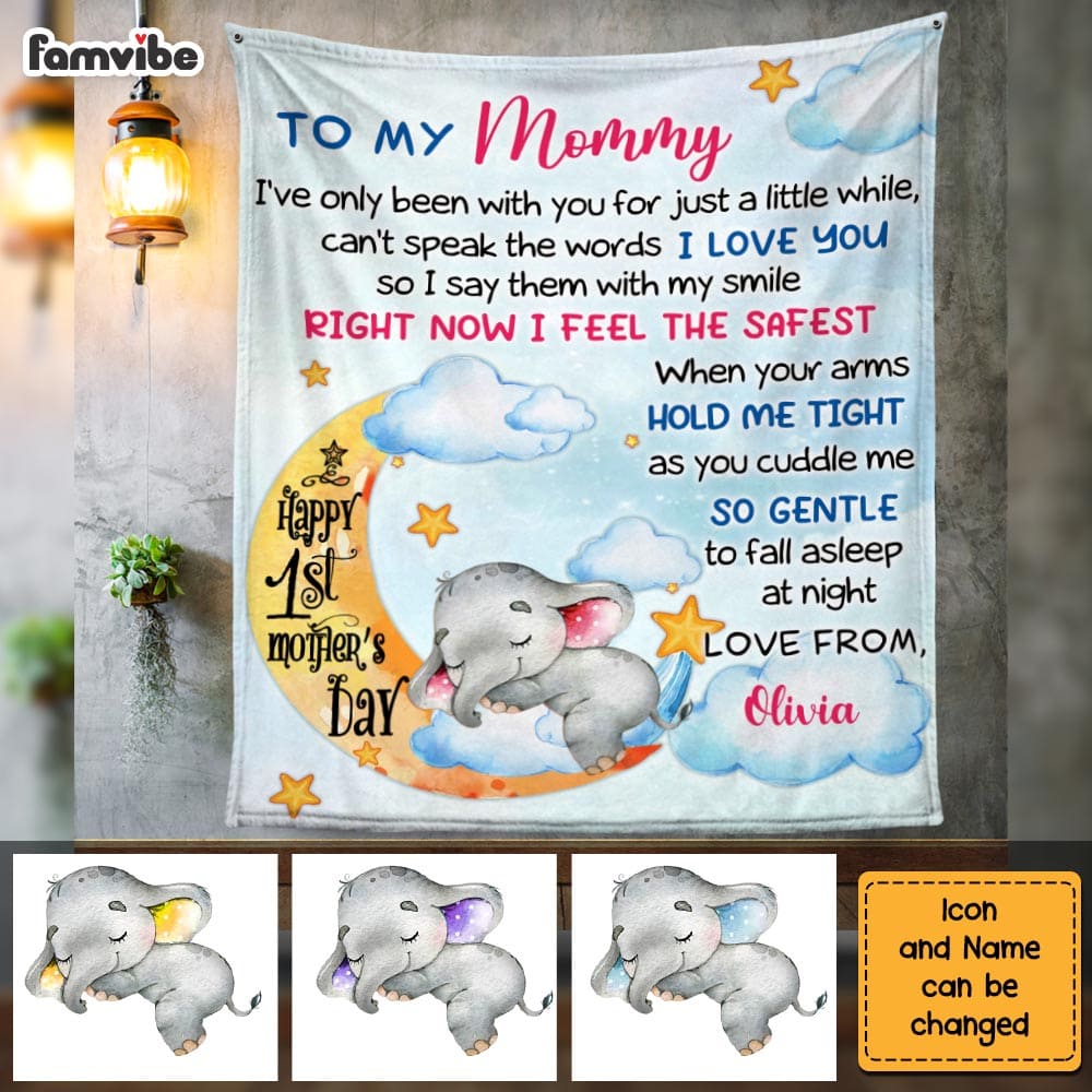 Personalized Baby's First Mother's Day Elephant To My Mommy Blanket 23107 Primary Mockup