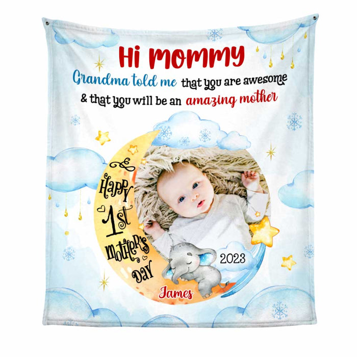 Personalized Baby's First Mother's Day Elephant Mommy You Are Awesome Blanket 23108 1