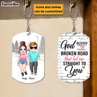 Personalized Gift for Couple God Blessed The Broken Road Aluminum Keychain 23114 thumb 1