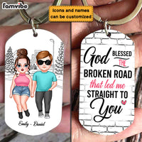 Personalized Gift for Couple God Blessed The Broken Road Aluminum Keychain 23114 thumb 1
