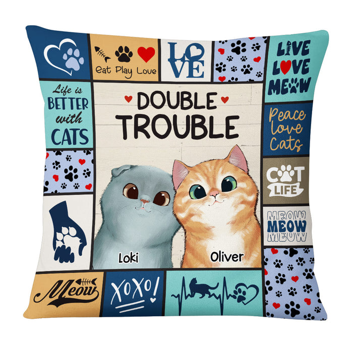 Personalized Cat Double Trouble Pillow 23147 1