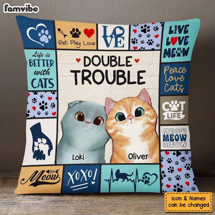 Personalized Cat Double Trouble Pillow 23147 1