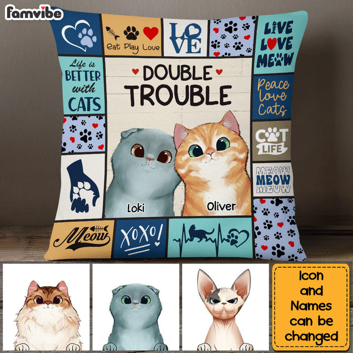 Personalized Cat Double Trouble Pillow 23147 1